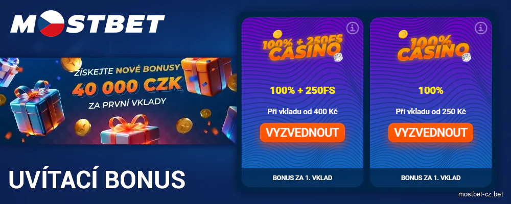 Bonus za první vklad v Mostbet CZ