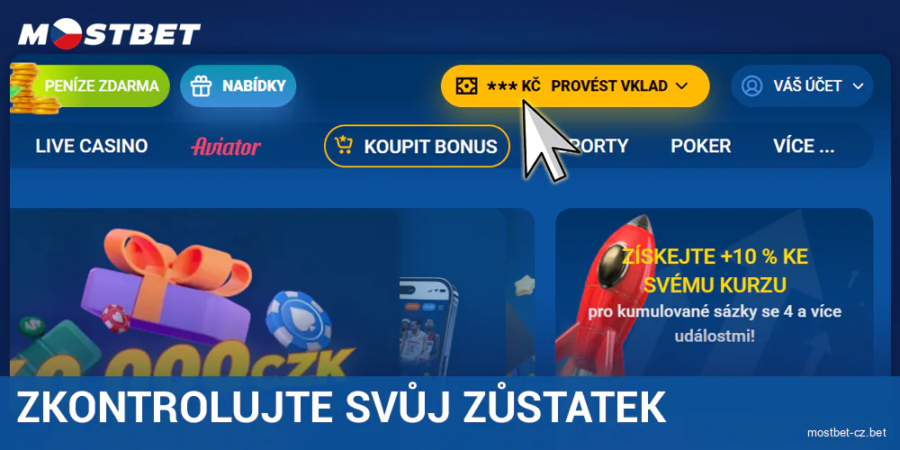 Zkontrolujte svůj zůstatek v Mostbet Česko