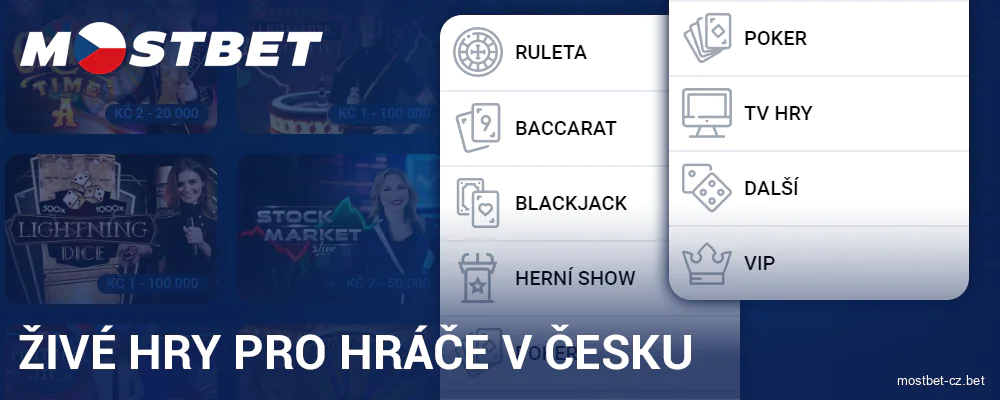 Kategorie Live hry v Mostbet Česká republika