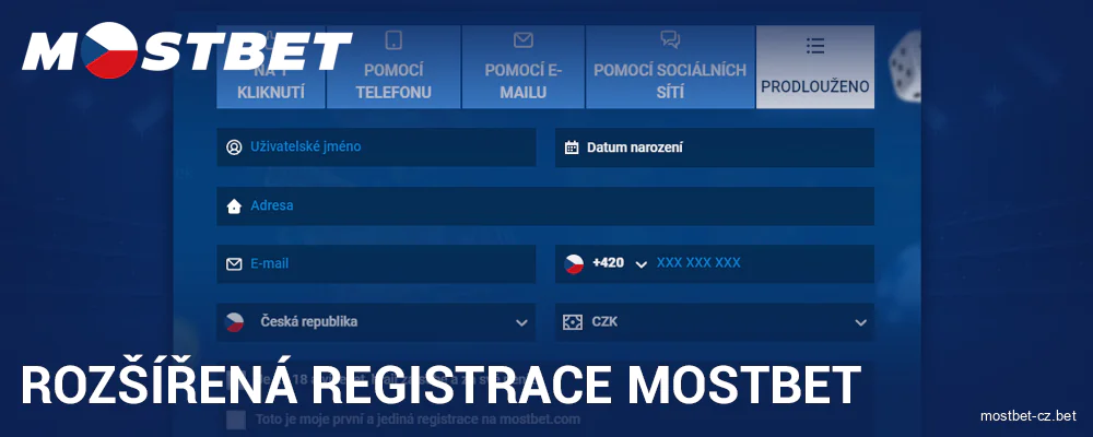 Plná registrace na Mostbet CZ