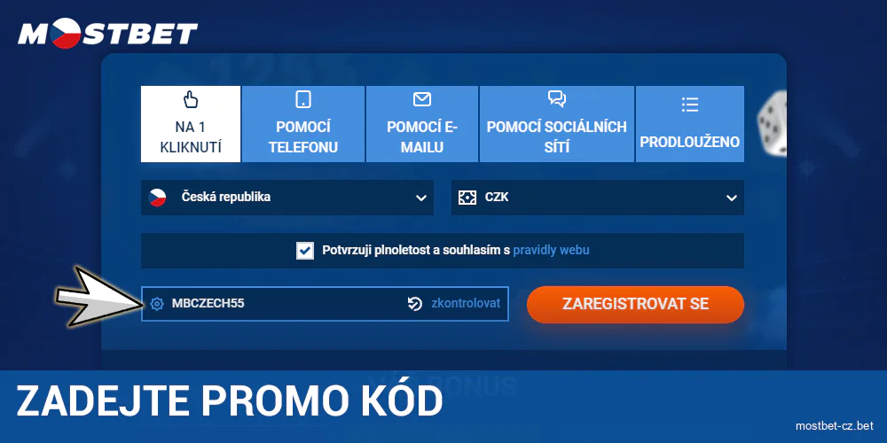 Zadejte promo kód v Mostbet Česká republika