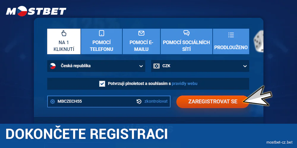 Potvrdit registraci v Mostbet Česko