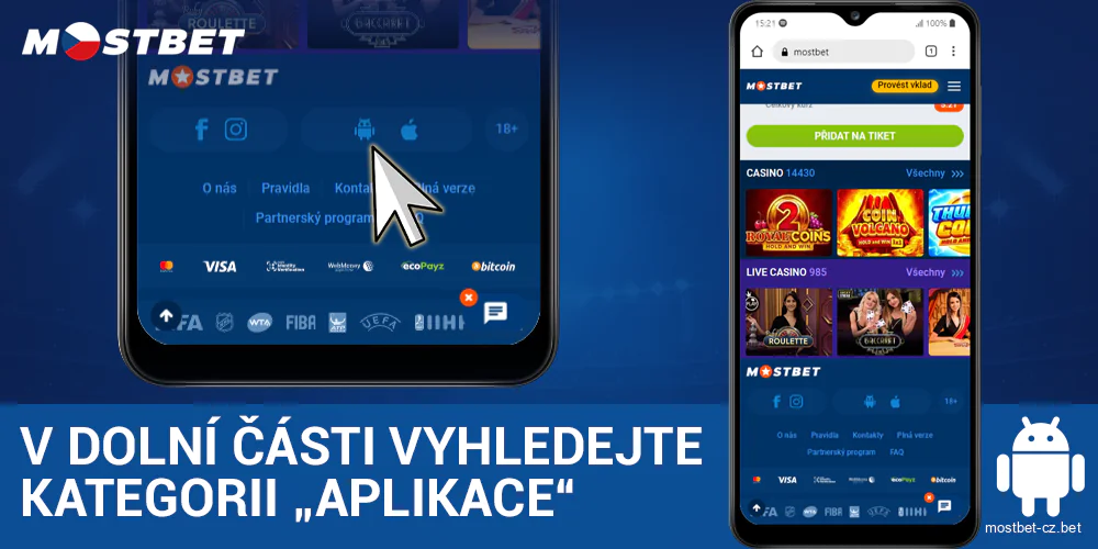 Mostbet v České republice vyberte Stáhnout pro Android