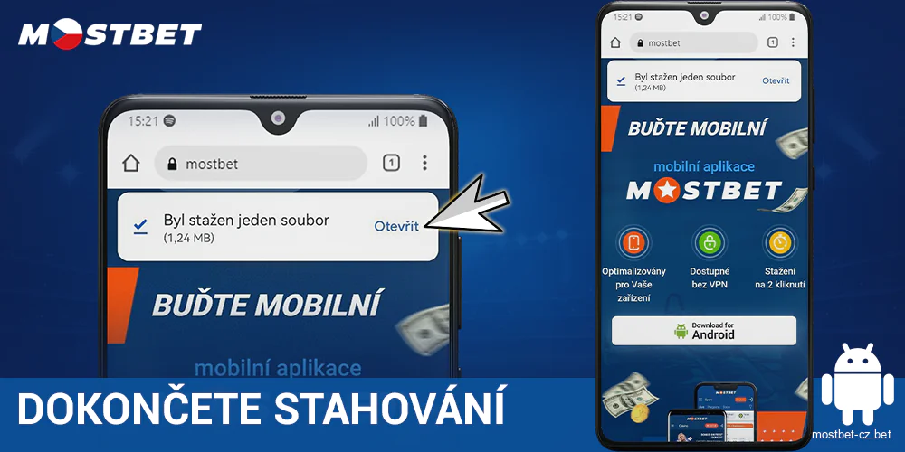 Dokončete stahování APK souboru pro Mostbet Česko